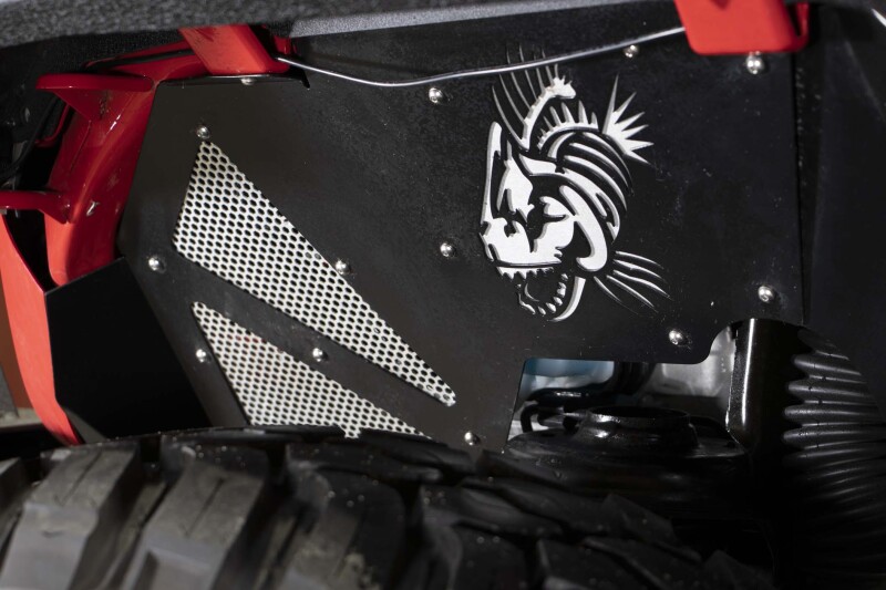 Jeep Wrangler JLU Unlimited Fender Liners - Front - Fishbone Offroad - Aluminum Powder Coated - Black - `19-`27